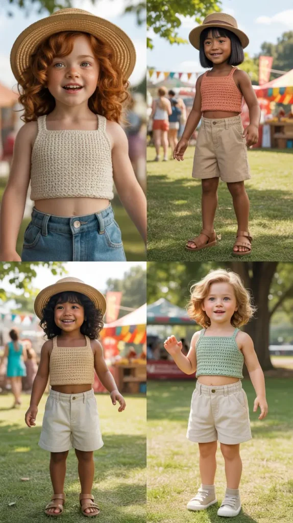  Crochet Top With High-Waisted Shorts