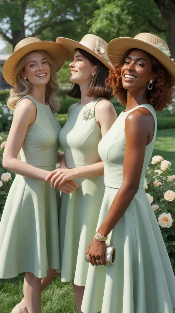 Mint Green A-Line Dress with Straw Accessories