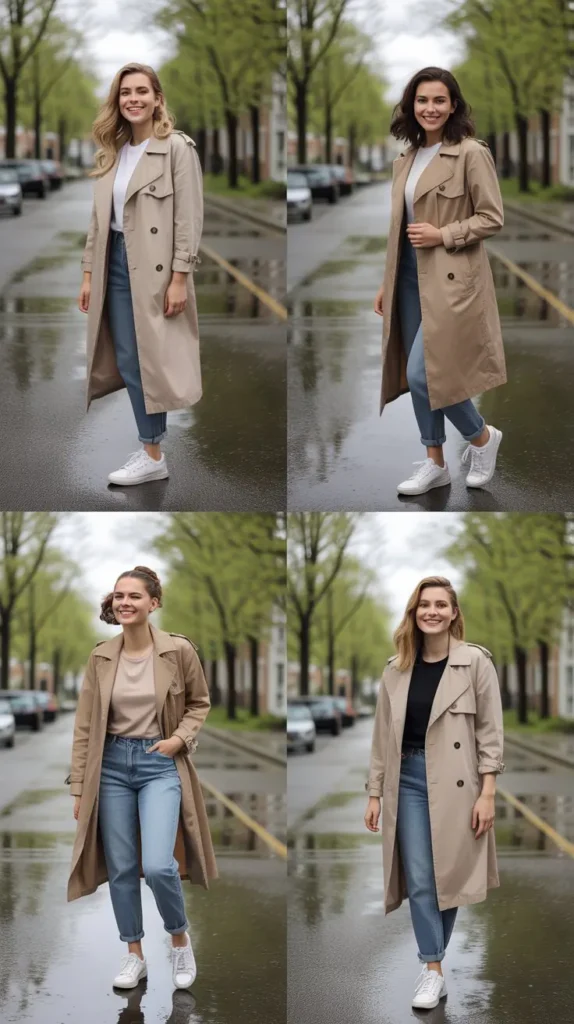 Lightweight Trench Coat with Jeans