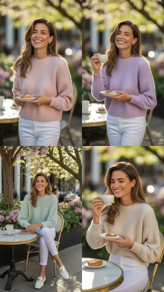 Knit Sweater with White Pants