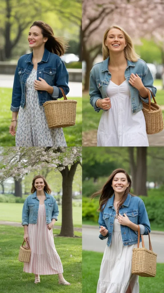 Denim Jacket Over a Maxi Dress