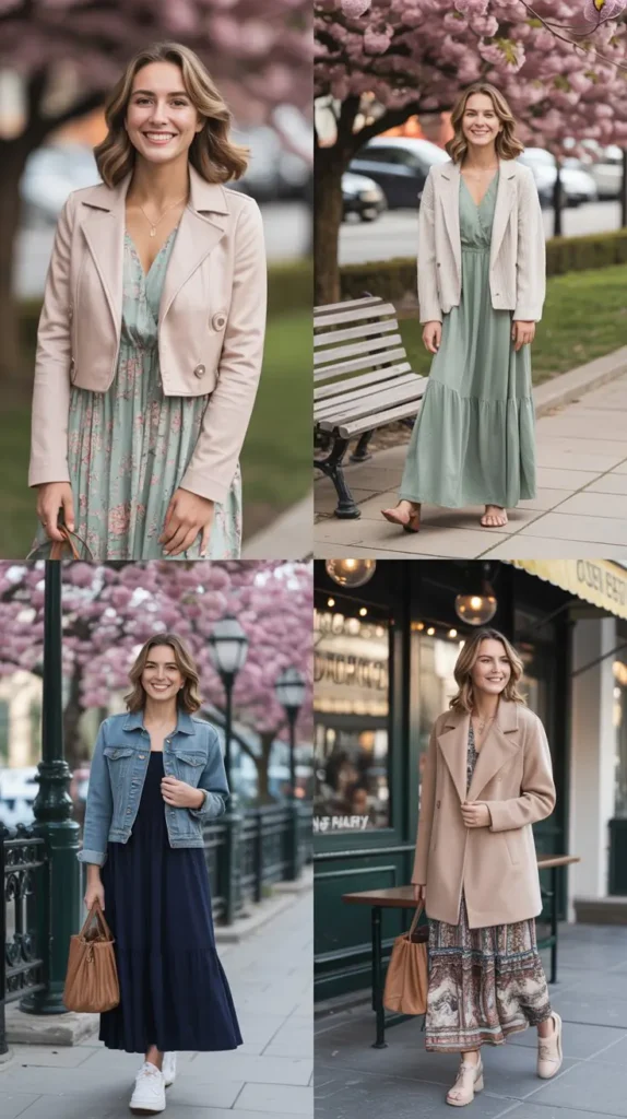 Cropped Jacket With Maxi Dress