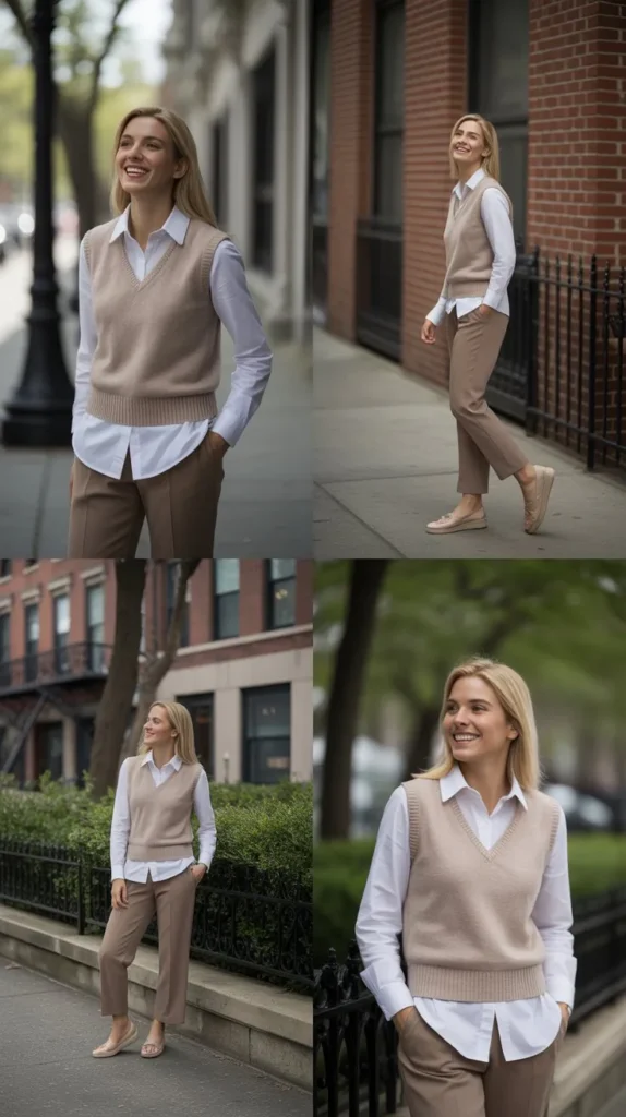 Sweater Vest with Button-Up Shirt