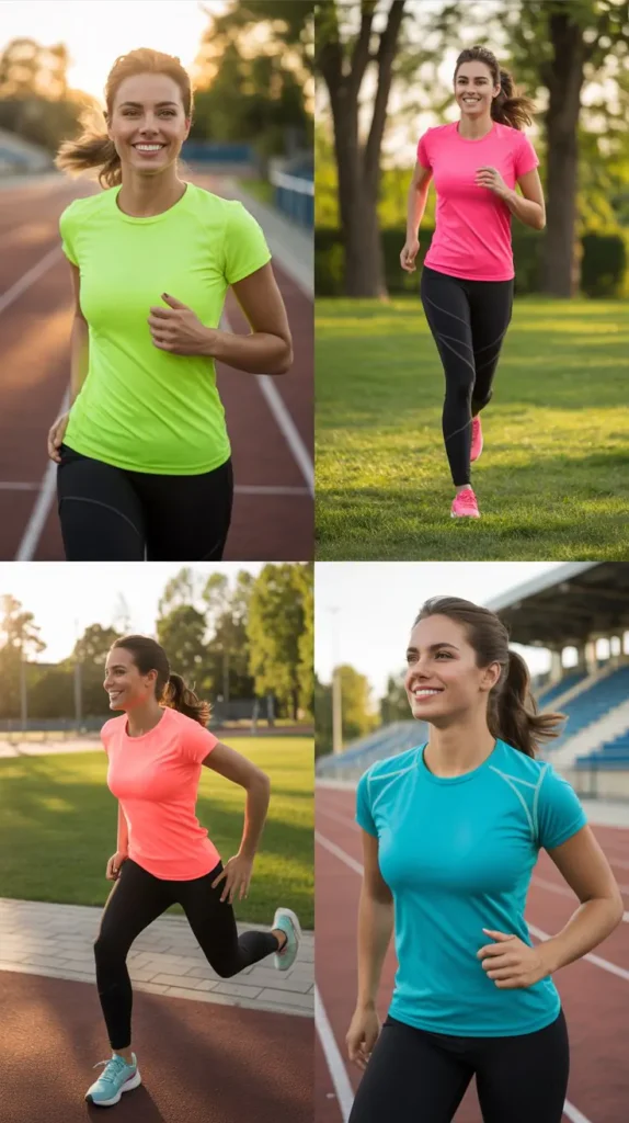 Neon Athletic Tee with Black Leggings