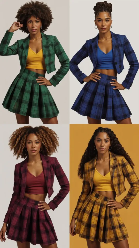 Plaid Skirt And Crop Jacket Look