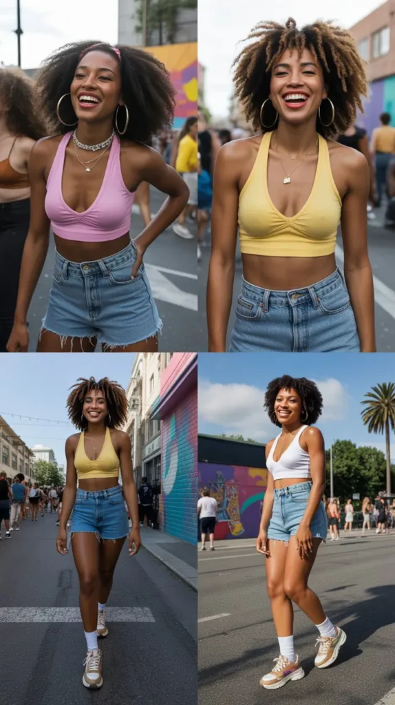  Colorful Crop Tops With High-Waisted Shorts