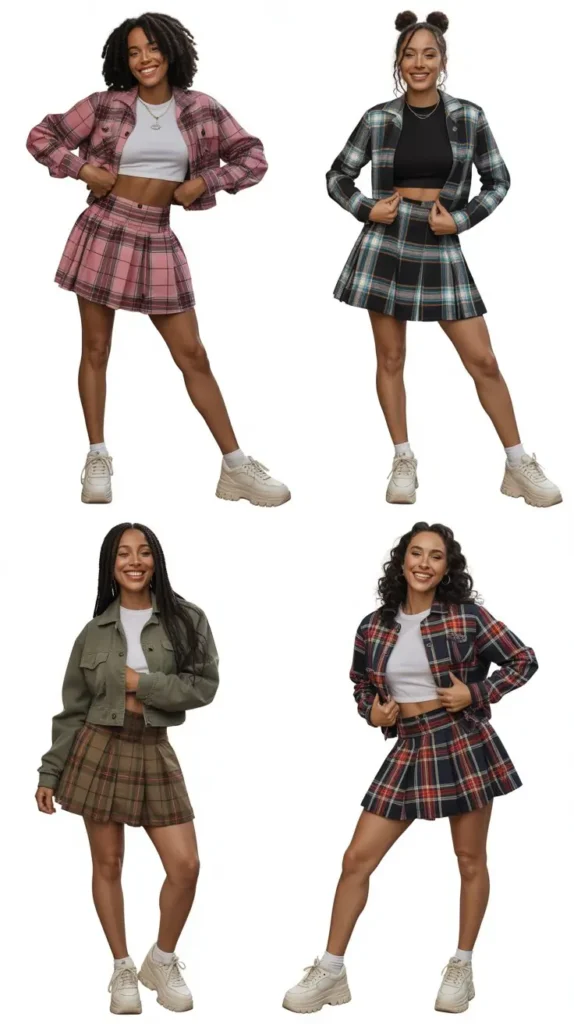Plaid Mini Skirts With Cropped Jackets