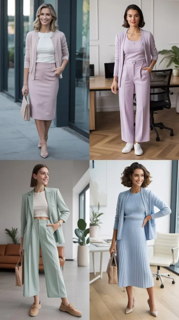 Pastel Knit Set for Office Elegance