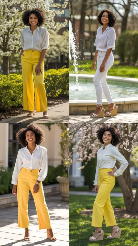 Yellow Straight-Leg Pants Ensemble