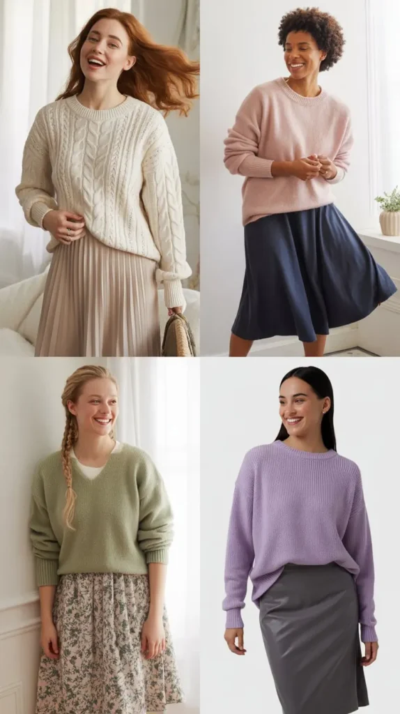  Lightweight Sweater with Midi Skirt