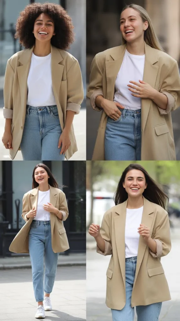  Oversized Blazer with White Tee and Jeans