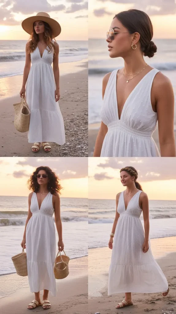 Flowy White Maxi Dresses for Timeless Beach Glam