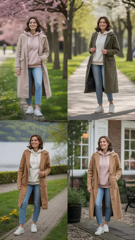 Layered Hoodie Under Coat