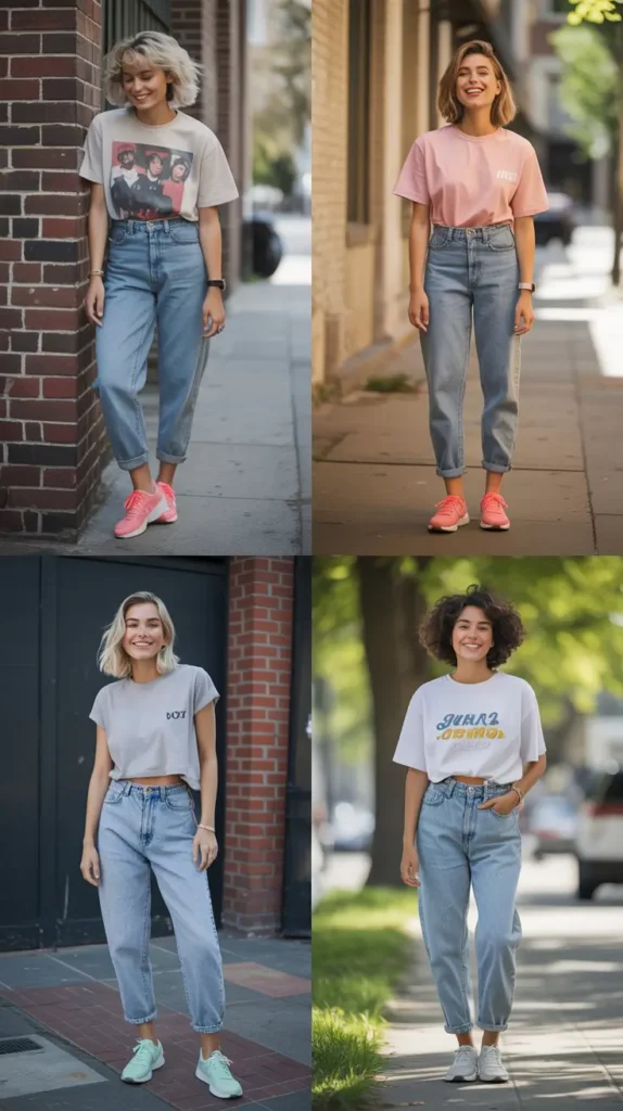  Graphic Tee with Mom Jeans