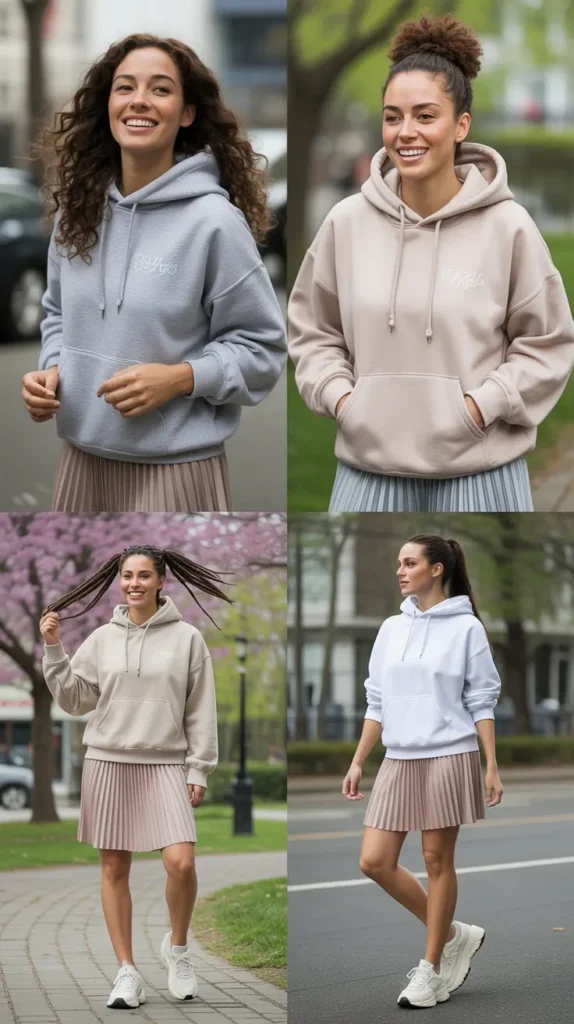  Hoodie with Pleated Skirt