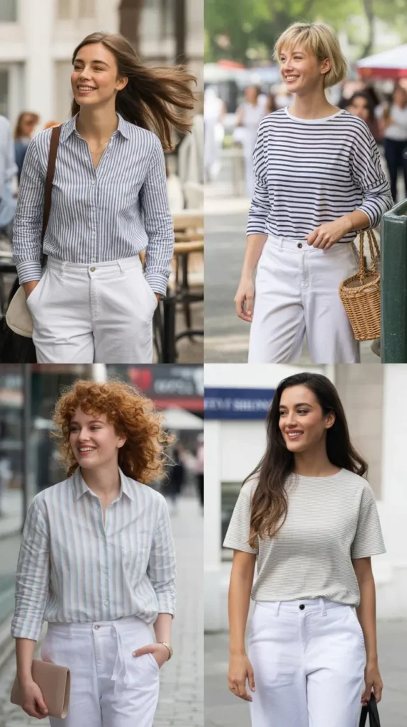  Striped Shirt with White Pants