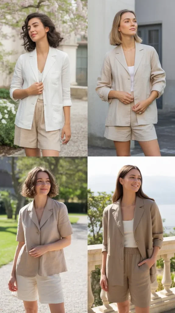 Linen Jacket with Wide Shorts
