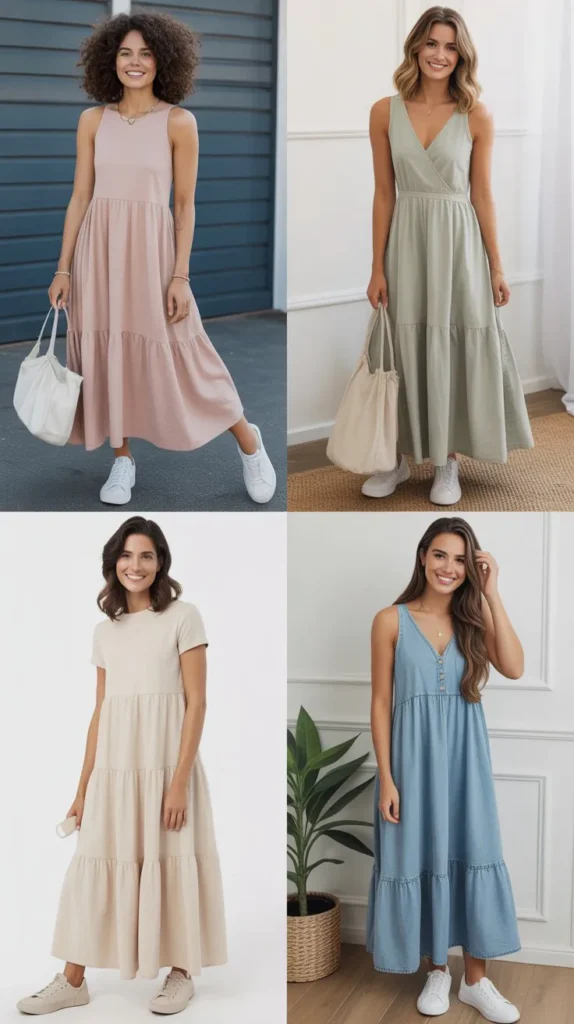 Casual Maxi Dress with Sneakers