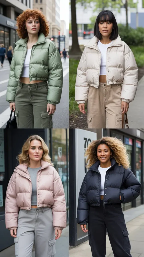 Cropped Puffer with Cargo Pants