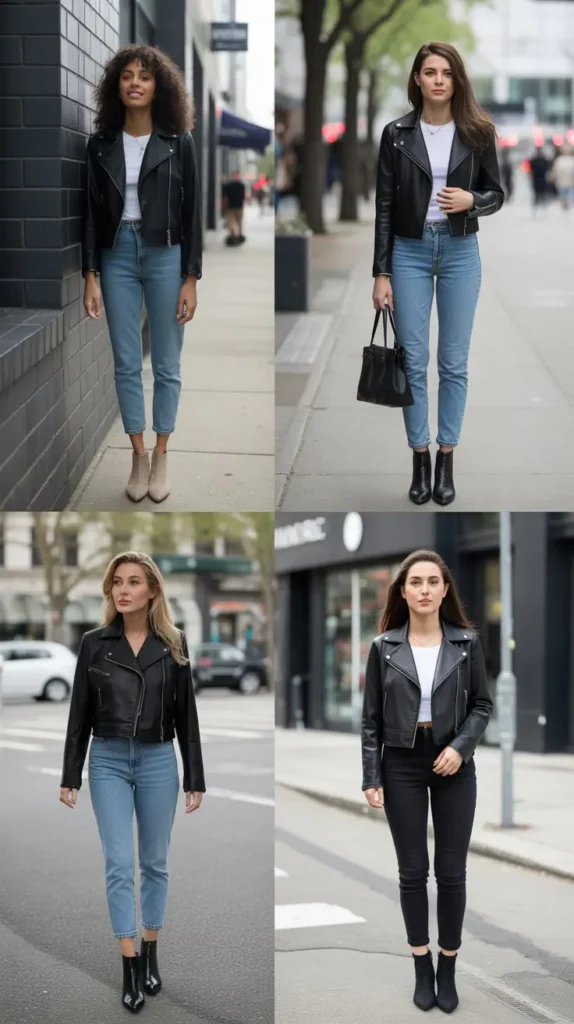 Cropped Leather Jacket with Skinny Jeans