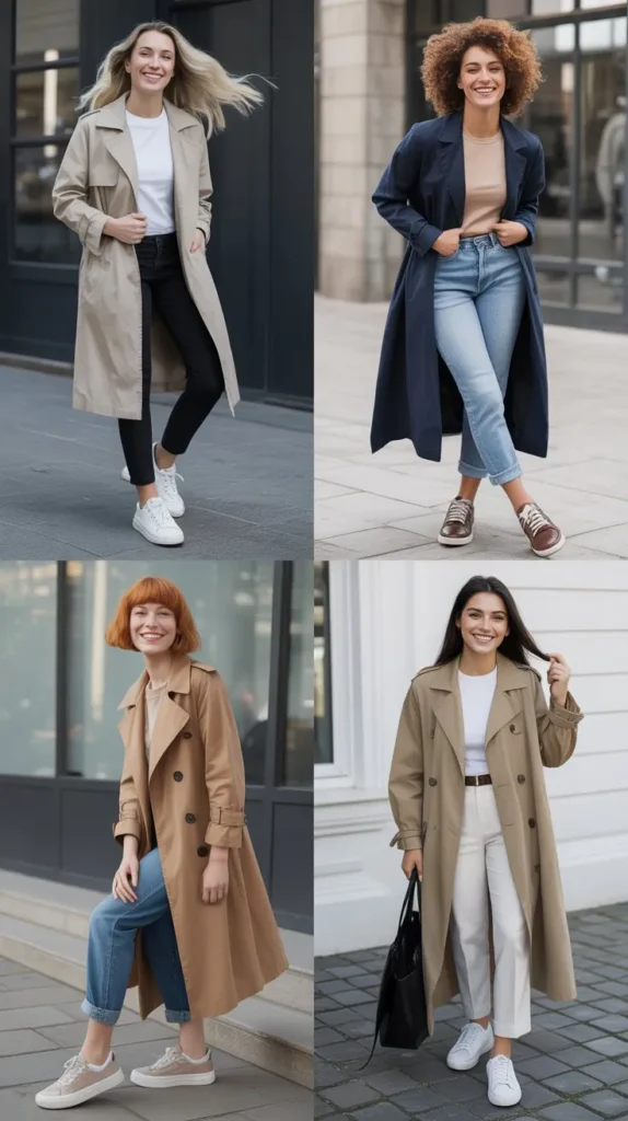  Trench Coat with Sneakers
