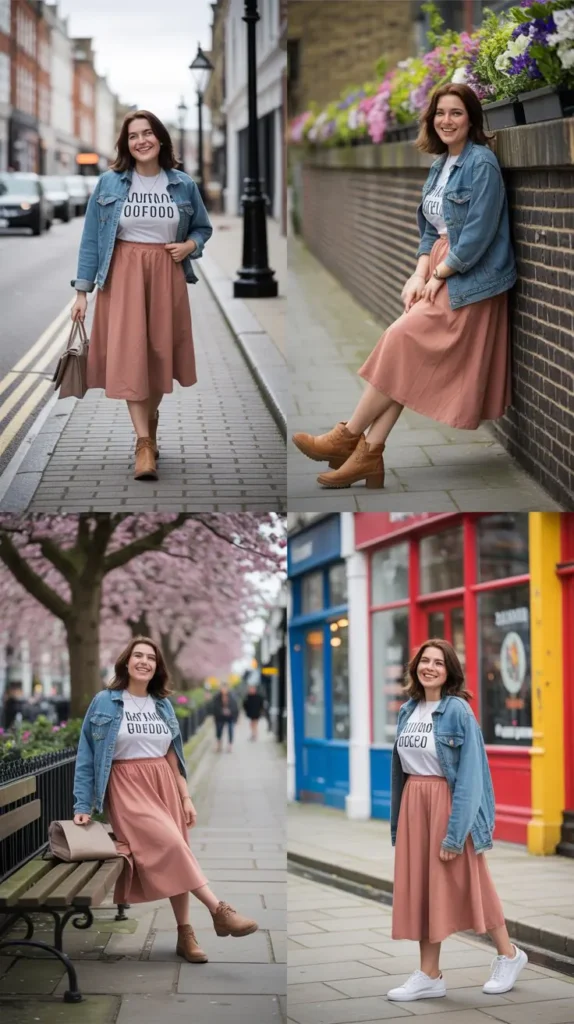Graphic Tee with Midi Skirt