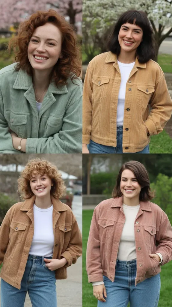 Corduroy Jacket with Mom Jeans