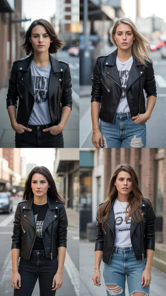 Moto Jacket with Graphic Tee