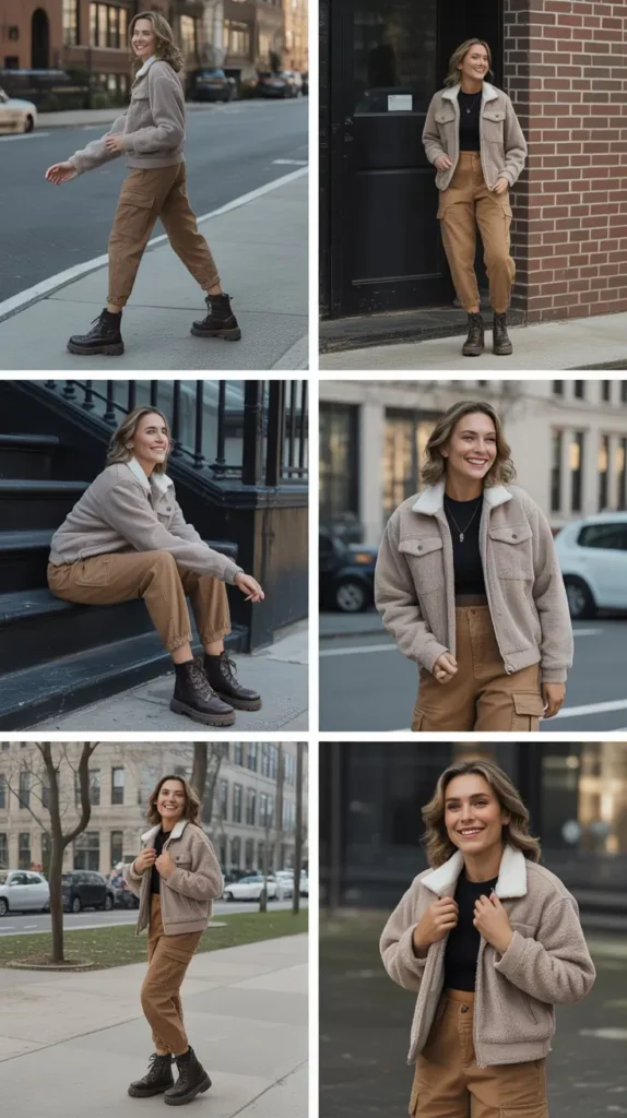 Sherpa Jacket with Cargo Pants