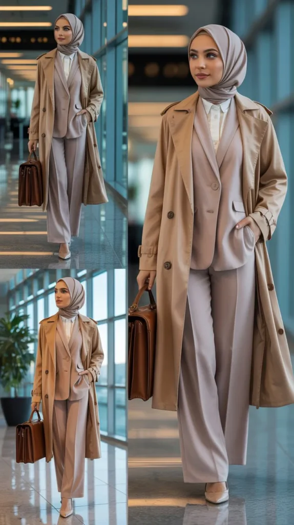 Beige Trench Coat Conference Style