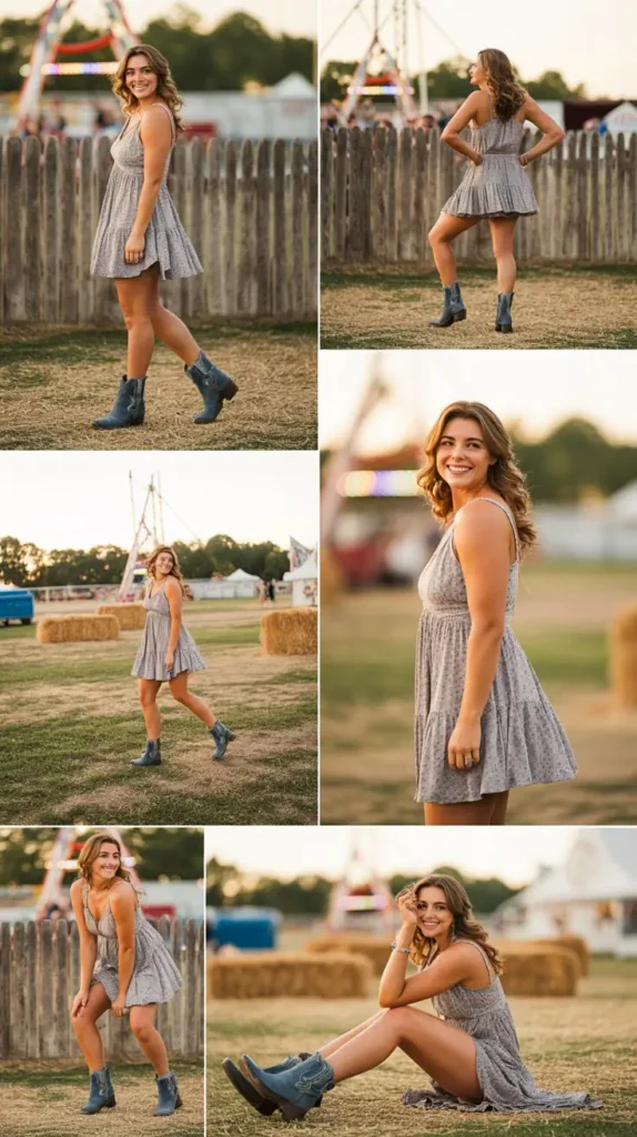 Mini Dress With Denim Boots