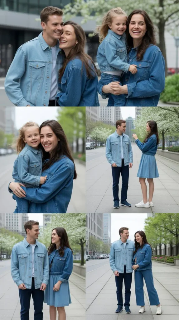 All Denim Blue Outfits for a Modern Editorial Family Look
