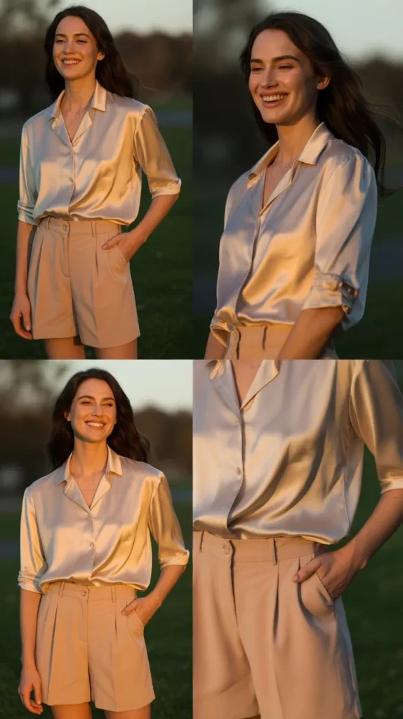  Silk Shirt with Elegant Shorts