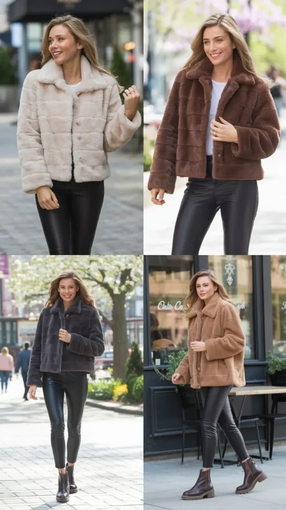 aux Fur Jacket With Leggings