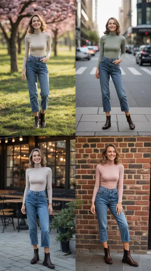 Turtleneck With Cropped Jeans