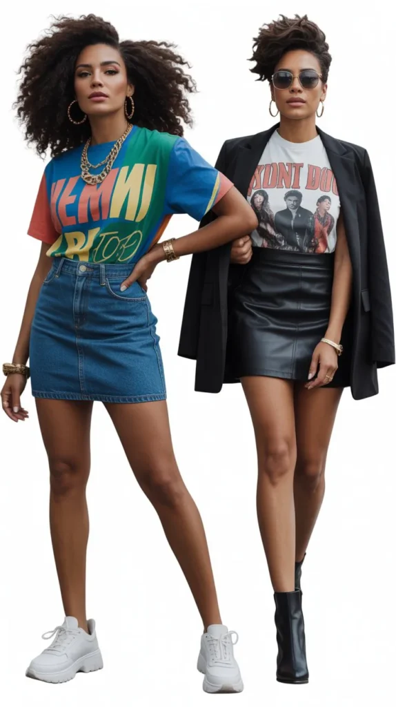 Graphic Tee With Mini Skirt