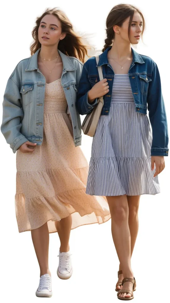  Simple Sundress With Denim Jacket