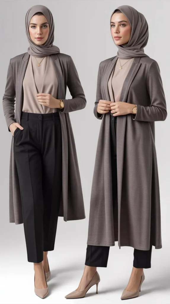  Long Cardigan With Cigarette Pants