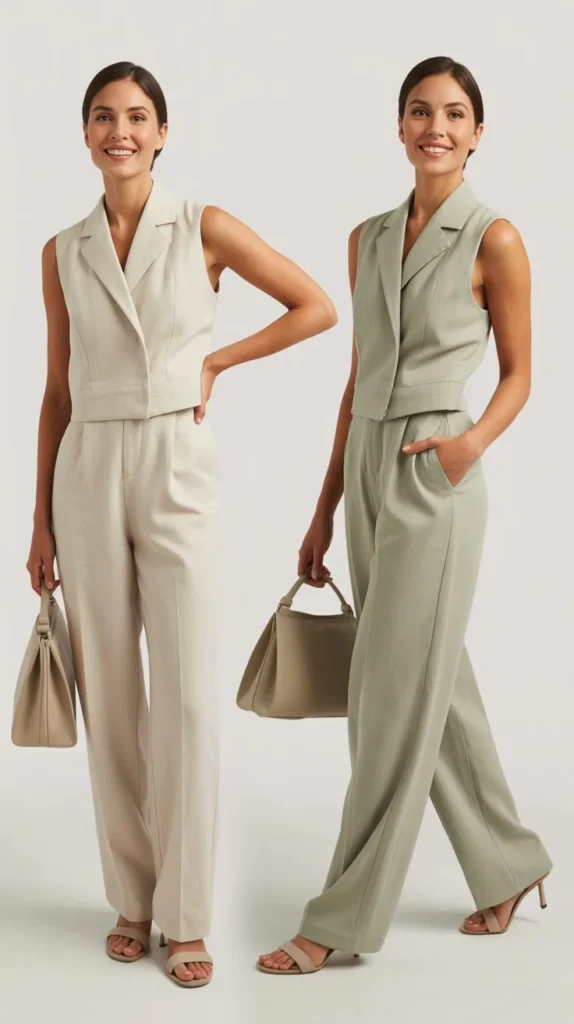 Linen Jumpsuit with Structured Bag