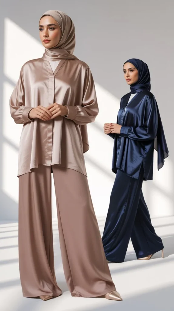 Satin Blouse With Palazzo Pants