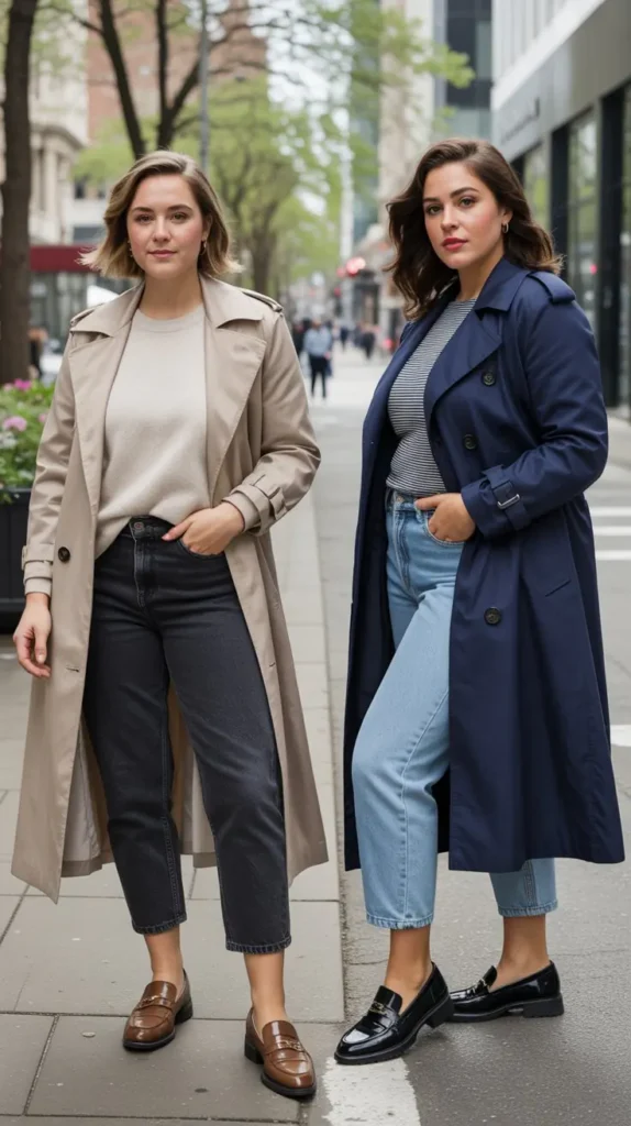 Trench Coat with Cropped Jeans