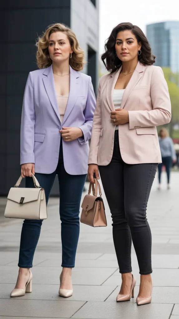  Pastel Blazer with Skinny Jeans