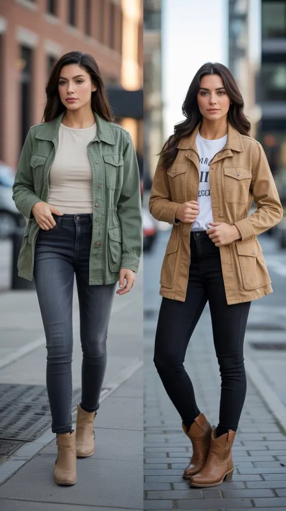 Utility Jacket with Skinny Jeans