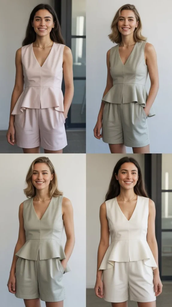 Peplum Top with Fitted Shorts