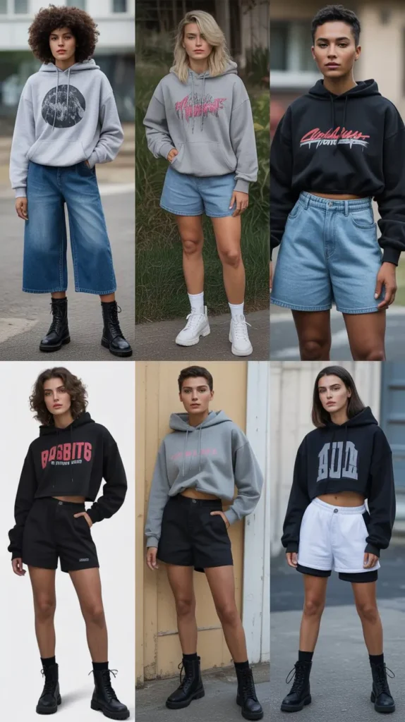 Graphic Hoodie With High-Waisted Shorts