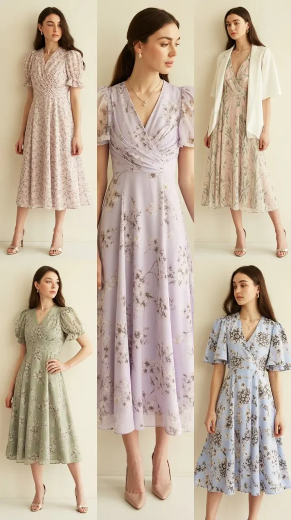 Floral Midi Graduation Dress