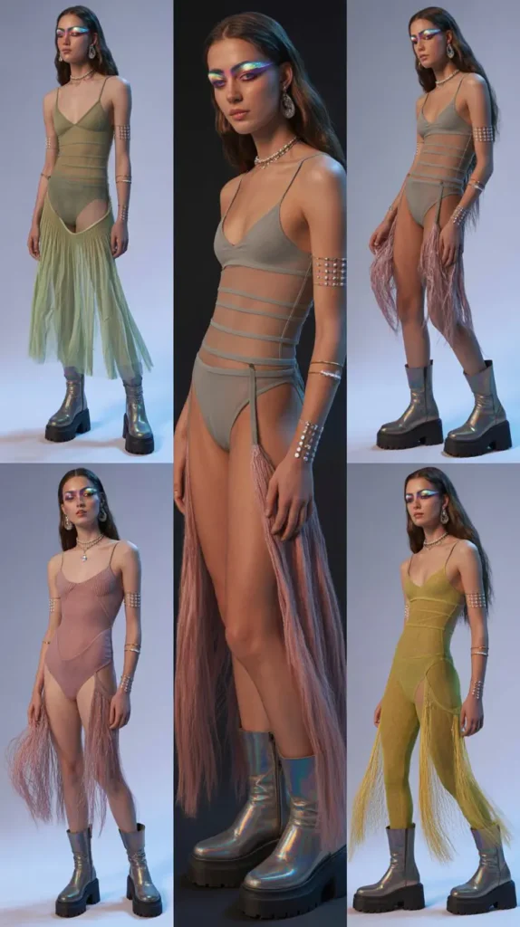 Sheer Mesh Dress Over Bodysuit
