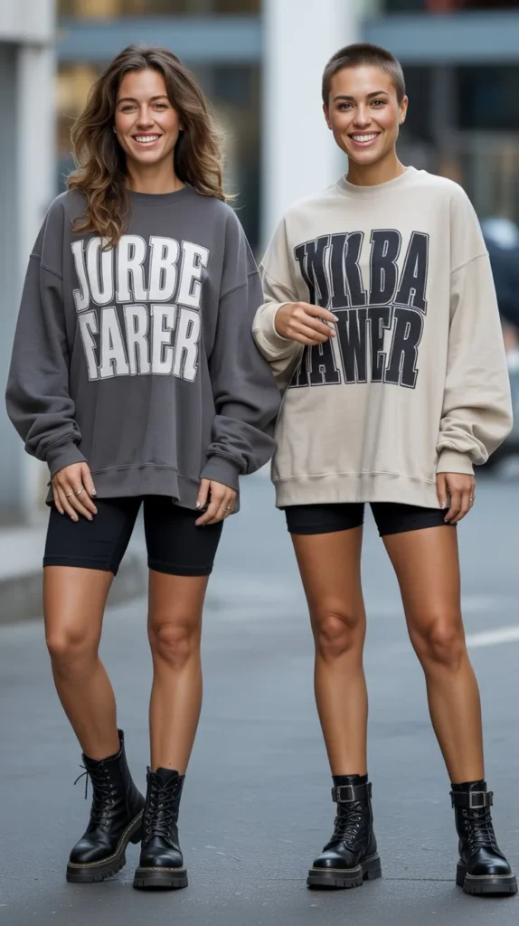 Graphic Sweatshirt With Black Shorts