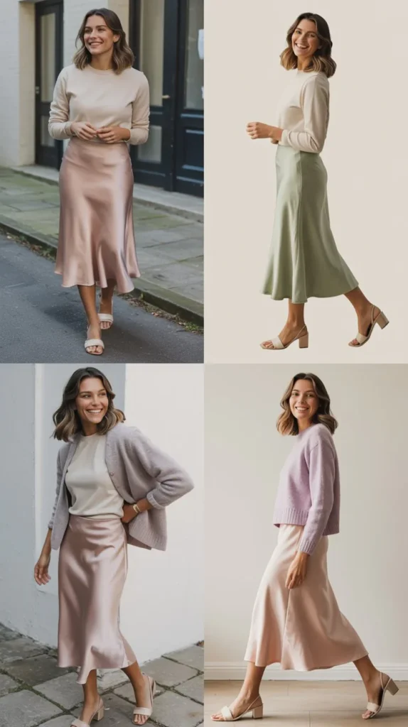 Satin Skirt with Lightweight Jumper