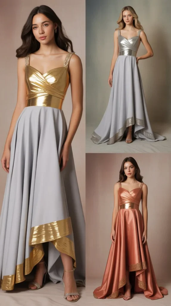 . Sophisticated Metallica Accent Dress